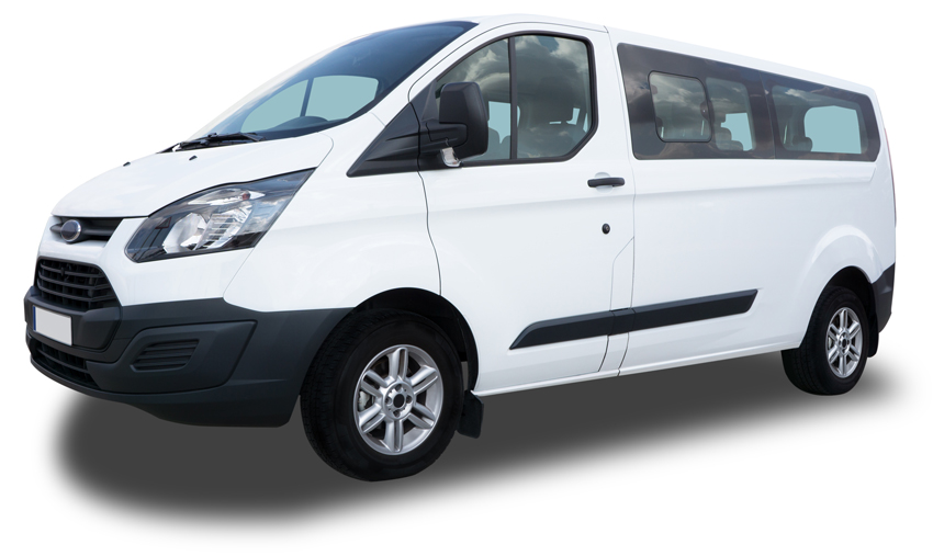white sprinter van on white background Vans at a passenger van rental service